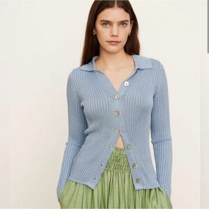 Vince Ribbed Blue Cardigan